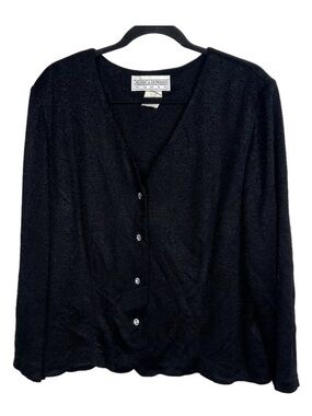 Jessica Howard Woman Black Silver Sparkle Cardigan Size 18